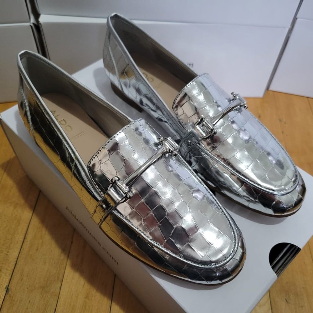 Aldo Women's Astawia in Silver Leather Slip-ons